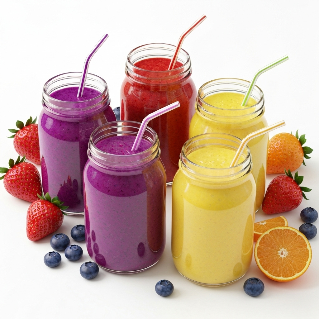 3D render of colorful smoothies